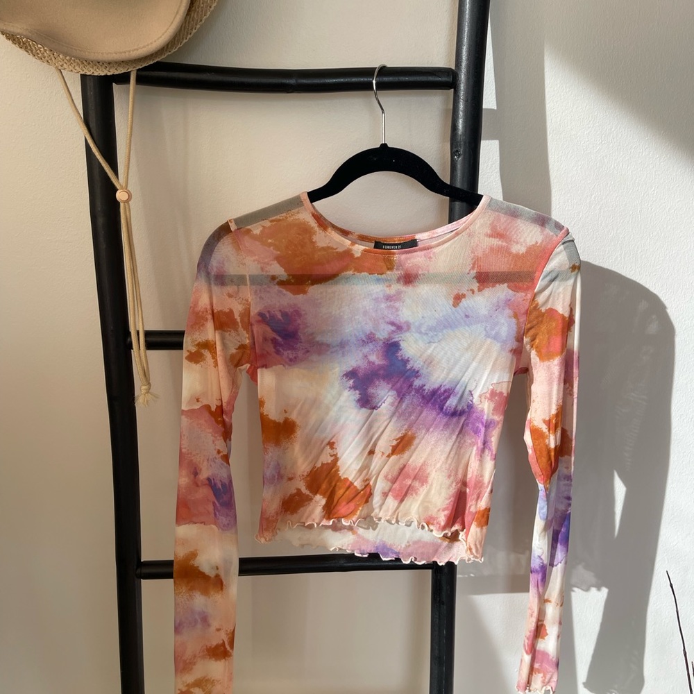 Forever 21 Mesh Long Sleeve Top